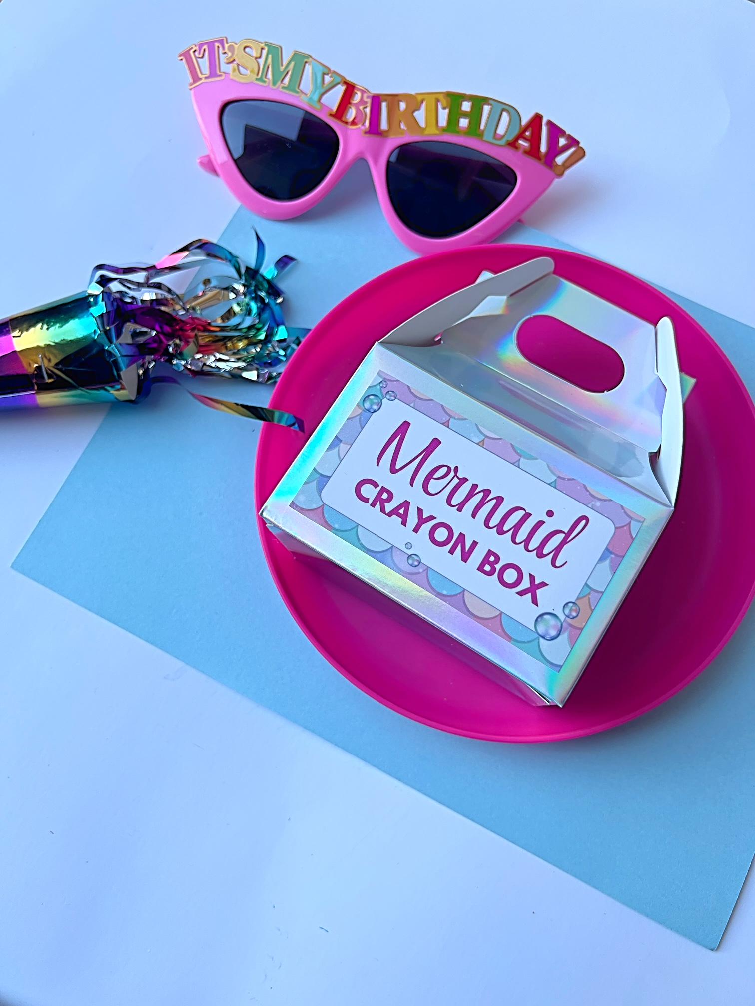 Mermaid Crayon Party Favor Boxes (Set of 5+)